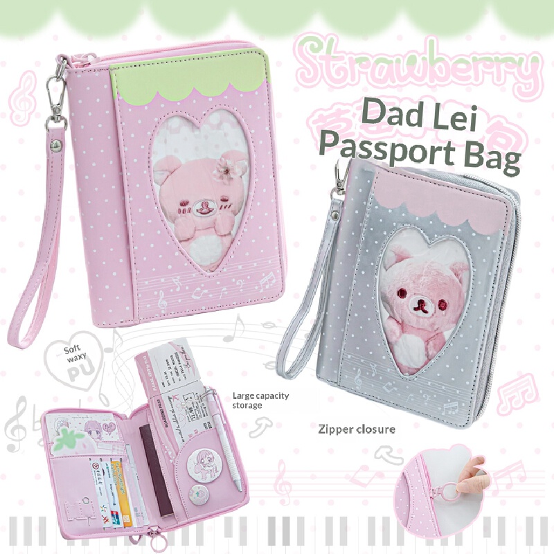 Travel Accessories Wallet - RosyPosy Pasaport Cüzdanı Çilek Desenli Pu