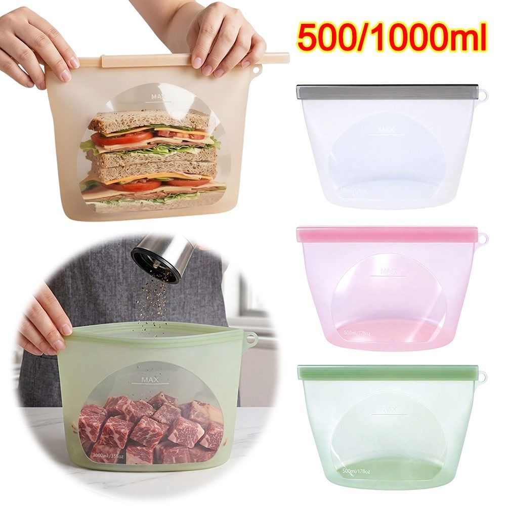Reusable Zip Bag - Silikon Gıda Saklama Torbası Nem Geçirmez