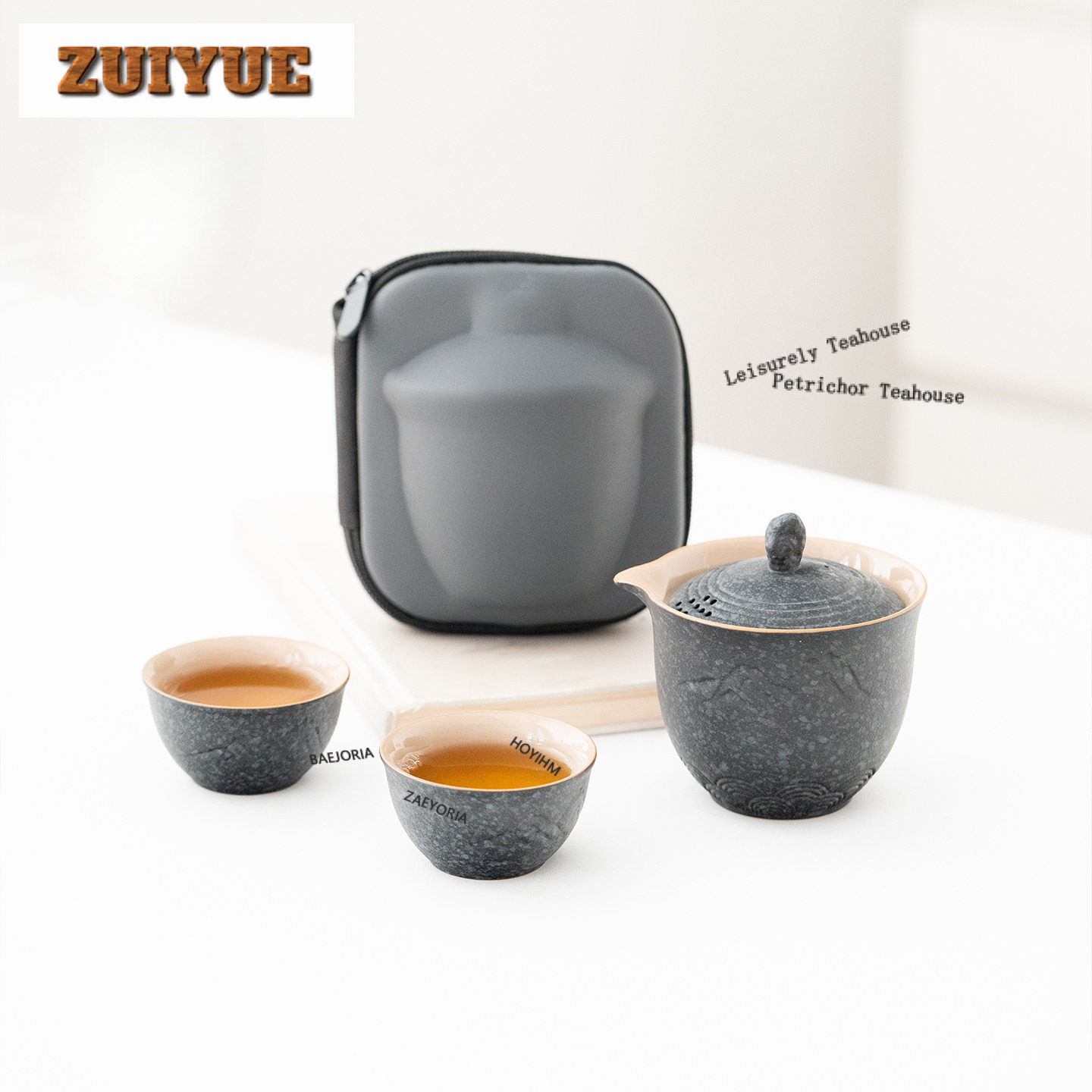 Travel Accessories Kit Bag - Siyah Çömlek Seyahat Çay Seti Kiti