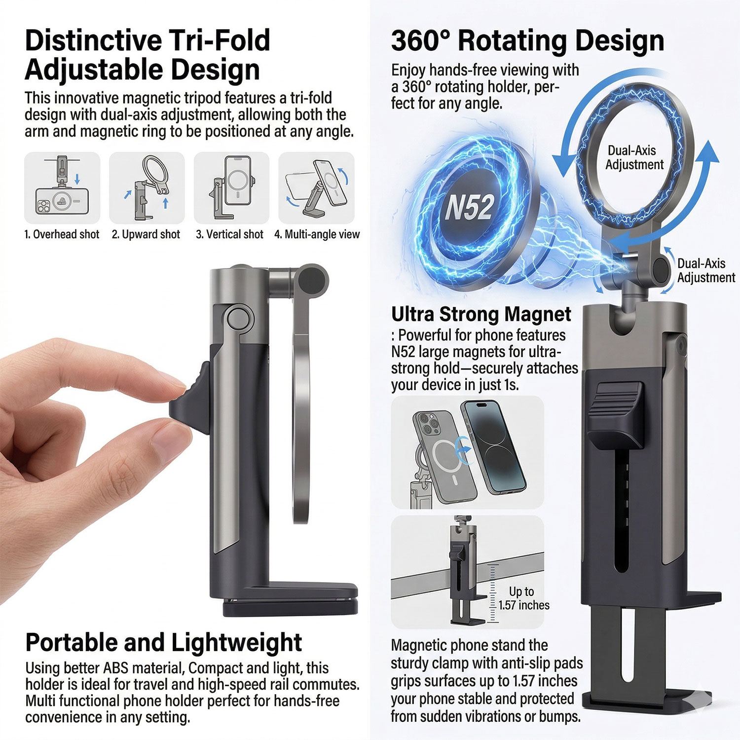 Phone Holder Airplane - Ayarlanabilir Evrensel Manyetik Telefon Tutucu Seyahat